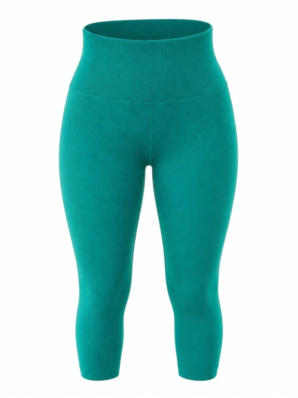 OQQ  High-Waist Ribbed Leggings - Teal. 24” inseam Sz Large